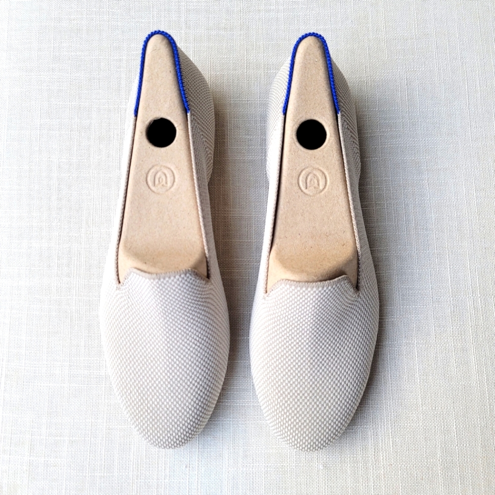 New! Rothy's Sz 8 Retired Linen Nude Beige Double Stitch Rothys Loafers Flat NWT